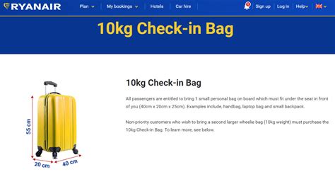 ryanair size of 10kg bag.